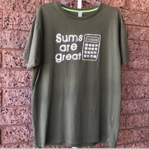 Graphic Tee Shirt Moss Green “sums are great” | XL - Picture 1 of 7